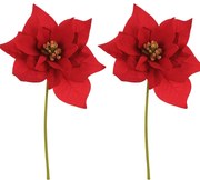 Set de Flori de Crăciuniță pe tulpină, 2 bucăți, roșii, 32 cm