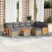 vidaXL Set canapele de grădină cu perne, 10 piese, bej, poliratan