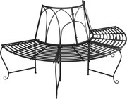 vidaXL Bancă semicirculară de copac, negru, Ø159 cm, oțel