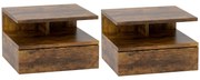 HOMCOM Set de 2 Noptiere Suspendate cu Sertar și Poliță Superioară, 35x32x22.5 cm, Lemn Natural | Aosom Romania