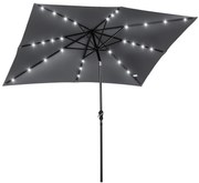 Outsunny Parasol de grădină Parasol drept 3 x 2 m luminos rectangular inclinabil cu LED solar oţel poliester de înaltă densitate gri | Aosom Romania