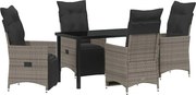 vidaXL Set de masă pentru grădină cu pernă 5 pcs Gri poliratan