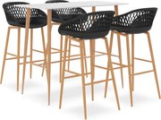 vidaXL Set mobilier de bar, 5 piese, alb și negru