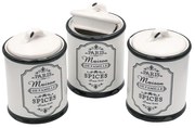 Set 3 recipiente PARIS SPICES, ceramica, Alb, 7x10 cm