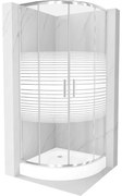 Mexen Rio cabina de duș semicirculară 70 x 70 cm, dungi albe, crom + cadă de duș, alb - 863-070-070-01-20-4710