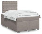 vidaXL Pat box spring cu saltea, taupe, 120x190 cm material textil