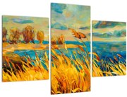 Tablou - Apus de soare peste lac, pictură acrilică (90x60 cm)