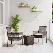 vidaXL Set Bistro de Grădină 3 pcs Maro Rattan poli