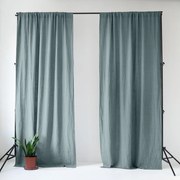 Draperie albastru prăfuit din in 140x170 cm Blue Fog – Linen Tales