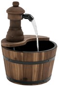 Outsunny Fântână de grădină în formă de butoi, Pompă de Apă Submersibilă Inclusă Ø 27 x 37 Î lemn de pin Maro | Aosom Romania