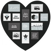 Ansamblu rame foto Black Heart, MDF,  59 x 1,8 x H 61 cm