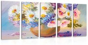 Tablou 5-piese pictură în ulei a florilor de vară