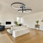 Lustra LED cu Telecomanda, 3 Tipuri De Lumina, 100W, Negru