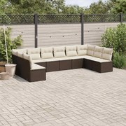 vidaXL Set canapele de grădină cu perne, 10 piese, maro, poliratan