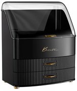 Organizator cosmetic, depozitare compartimentata, cu sertare, Negru