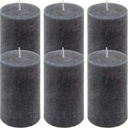 Set de lumânări rustice, 11,5 cm, Ø 6,8 cm, antracit, 6 buc