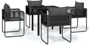 vidaXL Set de servit masa pentru grădină, 5 piese, negru