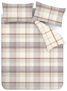 Lenjerie de pat gri/crem din flanelă pentru pat dublu 200x200 cm – Catherine Lansfield