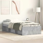 vidaXL Cadru pat, gri beton, 90x190 cm