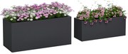 Outsunny Set de 2 Jardiniere, Jardiniere Înălțate cu Găuri de Drenaj, Ghivece de Flori Stivuibile pentru Grădină, 71x29x32 cm, Negru | Aosom Romania