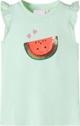 vidaXL Tricou pentru copii cu mâneci cu volane, verde deschis, 116