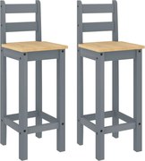 vidaXL Scaune de bar, 2 buc., gri, lemn masiv de pin