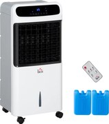 HOMCOM Aer condiționat cu răcire cu apă Telecomandă 3 moduri, 3 viteze, timer 12 h, afișaj LED, 38x35x81 cm Alb | Aosom Romania