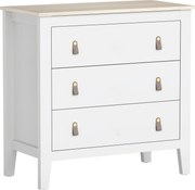 HOMCOM Comodă cu 3 Sertare și Mânere din Piele Ecologică Albă | Aosom Romania