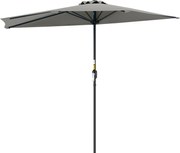 Outsunny Umbrela Semicirculara de Perete pentru Gradina cu Deschidere cu Manivela din Poliester, Gri 269x138x236cm | Aosom Romania