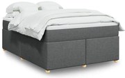 vidaXL Pat box spring cu saltea, gri închis, 140x200 cm, textil