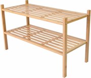 Raft din bambus, 2 polițe, dulap de pantofi, 68 x 29 x 40 cm