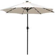 Outsunny Umbrelă de grădină Umbrelă dreaptă Umbrelă octogonală rabatabilă Ø 2,7 x 2,4 m luminată solar 24 LED-uri poliester de înaltă densitate 180 g/m² crem | Aosom Romania