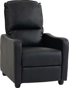HOMCOM Fotoliu Relax Reclinabil Manual 155° cu Suport pentru Picioare, din Piele Ecologică PU, pentru Living și Dormitor, 69x91x100 cm, Negru | Aosom Romania