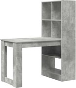 vidaXL Birou cu raft Gri din beton 122 x 67 x 145 cm Lemn compozit