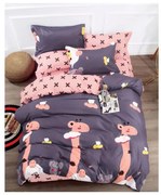 Lenjerie De Pat 1 Persoana, 4 Piese, Bumbac Satinat - Girafa