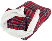 Patura din microplus imitatie de miel BUFFALO TARTAN rosie Dimensiune: 150 x 200 cm