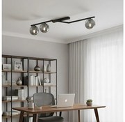 Plafonieră NATON, 3x E14, 10W, 230V, negru/fumuriu