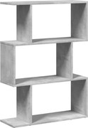 vidaXL Bibliotecă/separator 3 niveluri gri beton 70x24x97 cm lemn