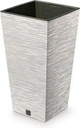 Ghiveci de flori FURU SQUARE ECO WOOD cu inserție 24 c m, alb ECO, S