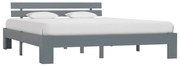vidaXL Cadru de pat cu tăblie, gri, 160x200 cm, lemn masiv de pin