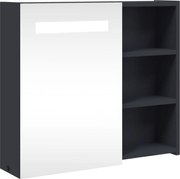 vidaXL Dulap cu oglindă de baie cu lumină LED, gri, 60x13x52 cm