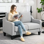 HOMCOM Canapea Compactă cu Arcuri, Gri Deschis | Aosom Romania