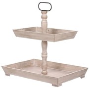 Etajer decorativ cu 2 etaje, din lemn, alb