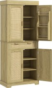 HOMCOM Dulap Bucătărie 76×40×183 cm cu 2 Uși și Sertar, Rafturi Condimente, Stejar | Aosom Romania