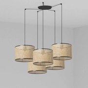 Lustra suspendata cu 5 pendule design natural MAMBO 32cm negru/ratan