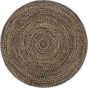 vidaXL Covor lucrat manual, negru și maro, 210 cm, iută