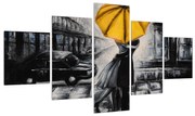 Tablou cu preche îndrăgostită sub umbrelă (125x70 cm), în 40 de alte dimensiuni noi