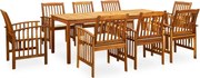 vidaXL Set mobilier de grădină cu perne, 9 piese, lemn masiv acacia