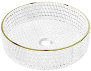 Mexen Aura lavoar din sticlă pe blat 39 x 39 cm, transparent/auriu - 24013905