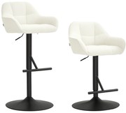 HOMCOM Lot de 2 taburete de bar, scaune de bar, înălțime reglabilă, material textil efect in și bază din oțel, 52,5 x 53 x 86,5-108 cm, crem | Aosom Romania